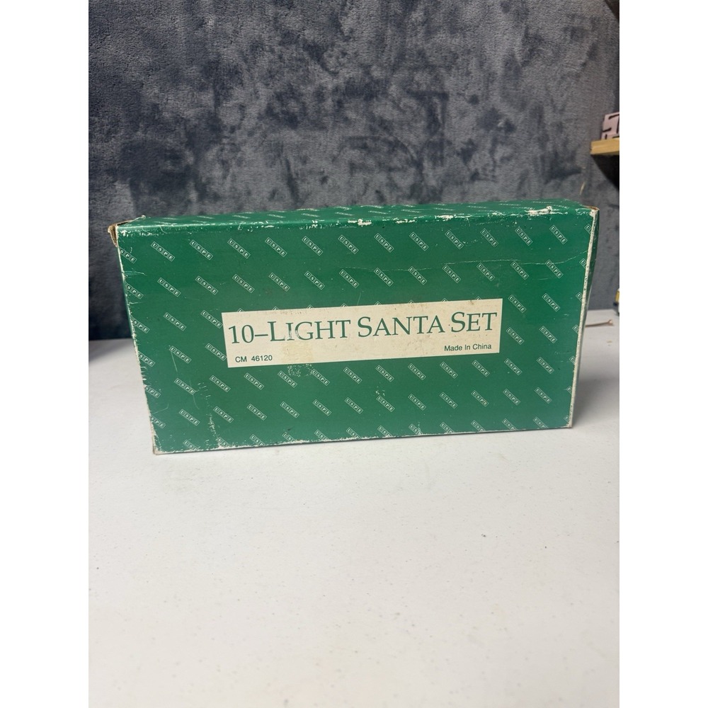 Vintage Santa Blow Mold String Lights Christmas Decor 10 Santa Claus Faces